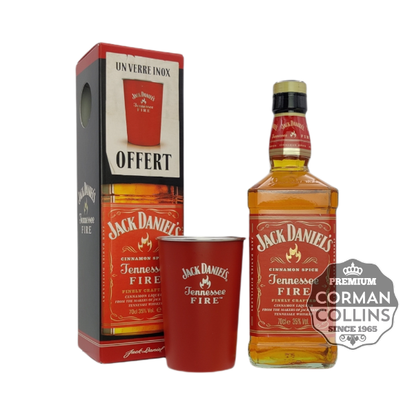 Image de JACK DANIELS 70 CL 35° FIRE + COFFRET TIN CUP