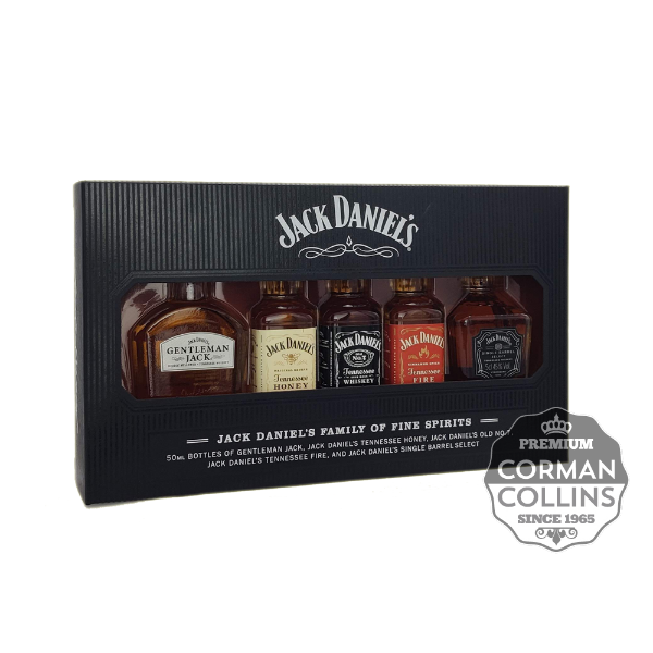 Image de JACK DANIELS 25 CL 39° 5 X 5 CL COFFRET 5 MINIS